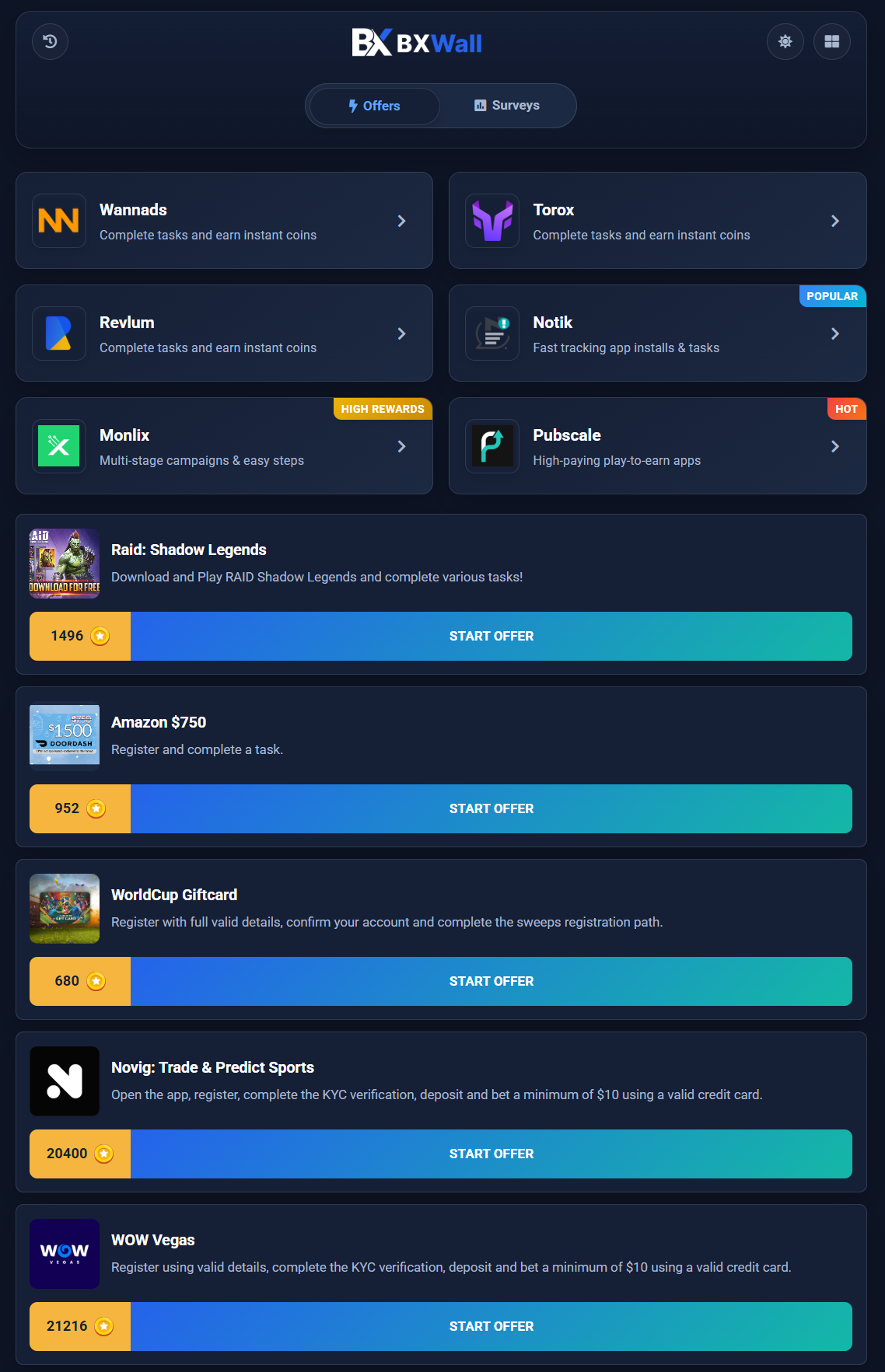 Offerwall monetization preview